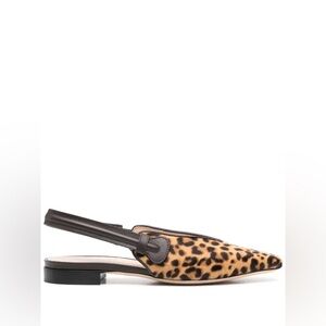 RODO Leopard Print Slingback Ballerina Flats Leather Pony Hair Sz 37 $639